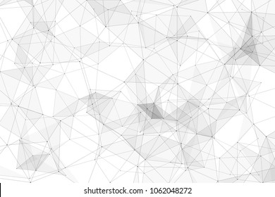 White background with points, lines and triangles polygonal mesh structure