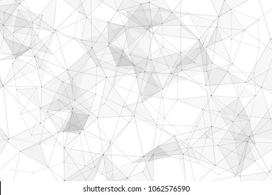 White background with points, lines and triangles polygonal mesh structure