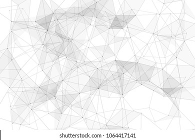 White background with points, lines and triangles polygonal mesh structure