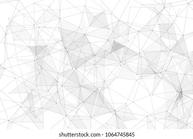 White background with points, lines and triangles polygonal mesh structure