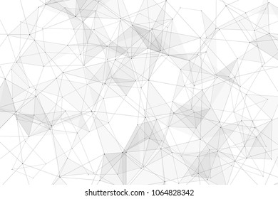 White background with points, lines and triangles polygonal mesh structure