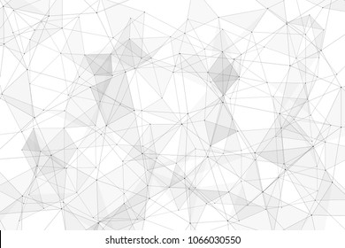 White background with points, lines and triangles polygonal mesh structure