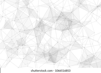 White background with points, lines and triangles polygonal mesh structure