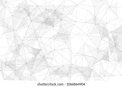 White background with points, lines and triangles polygonal mesh structure