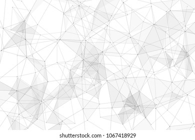 White background with points, lines and triangles polygonal mesh structure