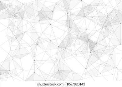 White background with points, lines and triangles polygonal mesh structure