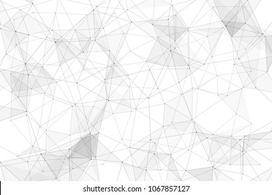 White background with points, lines and triangles polygonal mesh structure