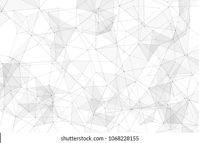 White background with points, lines and triangles polygonal mesh structure
