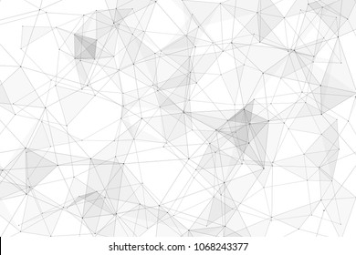 White background with points, lines and triangles polygonal mesh structure