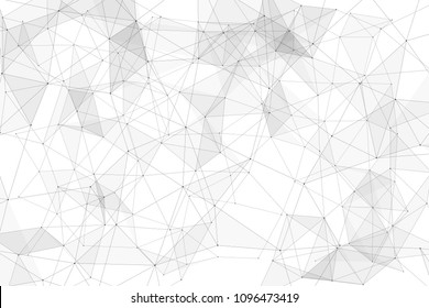 White background with points, lines and triangles polygonal mesh structure