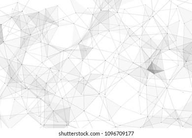 White background with points, lines and triangles polygonal mesh structure