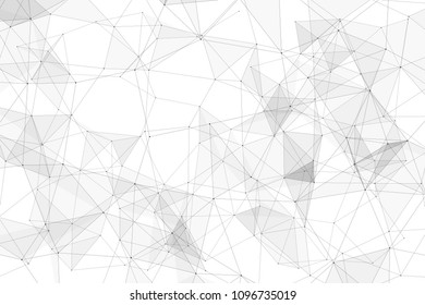 White background with points, lines and triangles polygonal mesh structure