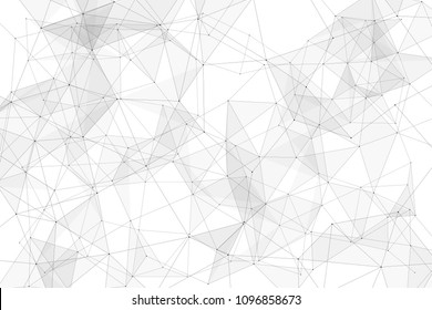 White background with points, lines and triangles polygonal mesh structure