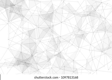 White background with points, lines and triangles polygonal mesh structure