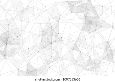 White background with points, lines and triangles polygonal mesh structure