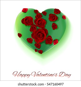 White background. Postcard heart. Valentine's day. I love you. Flowers