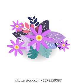 Ilustración gráfica del vector de flores púrpura de fondo blanco