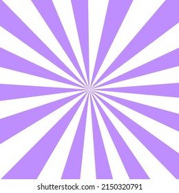 White background with purpur sun rays. Abstract summer sun shine. Flat vector illustration