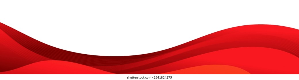 A white background with red abstract waves layered on top, featuring thin lines and a gradient of red hues.