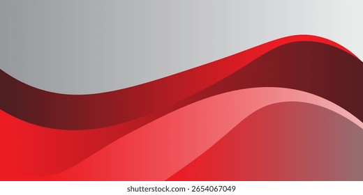 A white background with red abstract waves layered on top, featuring thin lines and a gradient of red hues.eps10