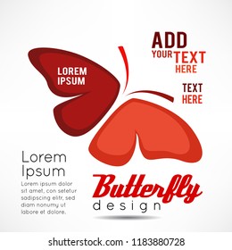 White background with red butterfly