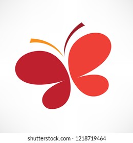 White background with red butterfly