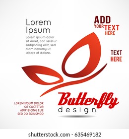 White background with red butterfly