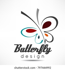 White background with red butterfly