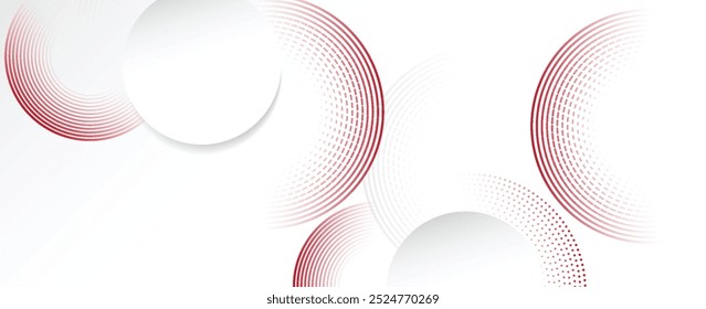 Fondo blanco con concepto de círculo rojo. Ilustración vectorial