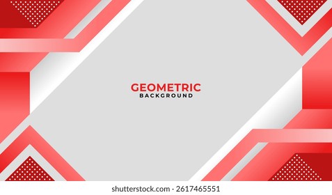 White background with red geometric