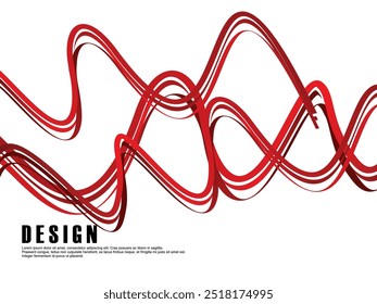 White background with red gradient ribbon pattern. White background with red streak pattern.