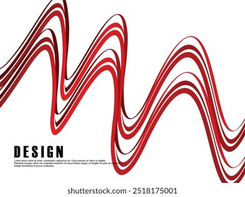 White background with red gradient ribbon pattern. White background with red streak pattern.