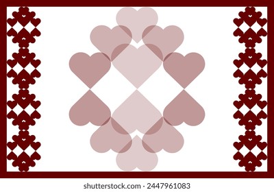 White background red hearts frame vector. 