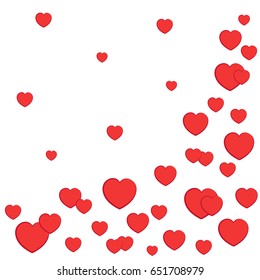White background with red hearts, vector illustration