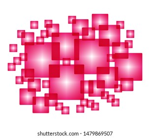 White background with red intersecting squares. Ideal for textiles, packaging, paper printing, simple backgrounds and textures.