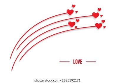 White background with red love heart shape for happy Valentine's day