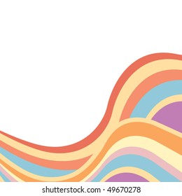 White background with red, orange, blue, turquoise and violet waves
