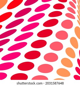 fondo blanco con puntos de color rojo, rosa, naranja, marrón y ondulados. patrón de puntos redondos.