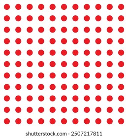 White background with red polka dots. Polka dot pattern isolated on white background. Vector, EPS 10.