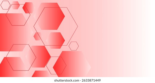 Fundo branco com vermelho tech hexágono banner abstrato