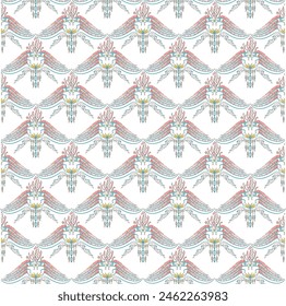 white background with repeated abstract tribe pattern