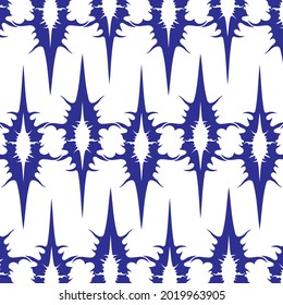 white background with repeated blue abstract pattern in line