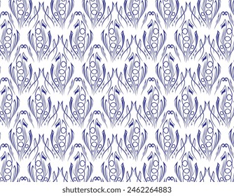 white background with repeated blue abstract pattern