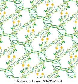 white background with repeated green abstract pattern