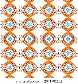 fondo blanco con un patrón abstracto repetido de color naranja para tela, teja, cubierta, cerámica, etc.