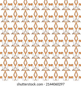 white background with repeated orange abstract tribe pattern