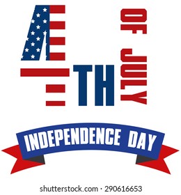 White background with a ribbon and text for independence day. Vector illustration