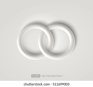 White background with a ring. Vector 3D.