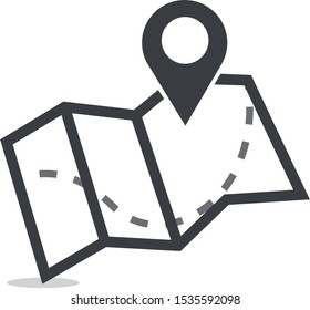 White Background, Road Location Vector Icon