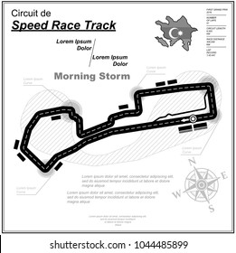 White background with road, sample text and map